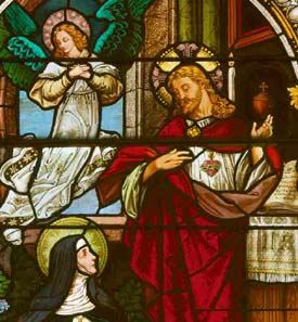 A stained glass window from Our Lady of Mount Carmel Church, Michigan